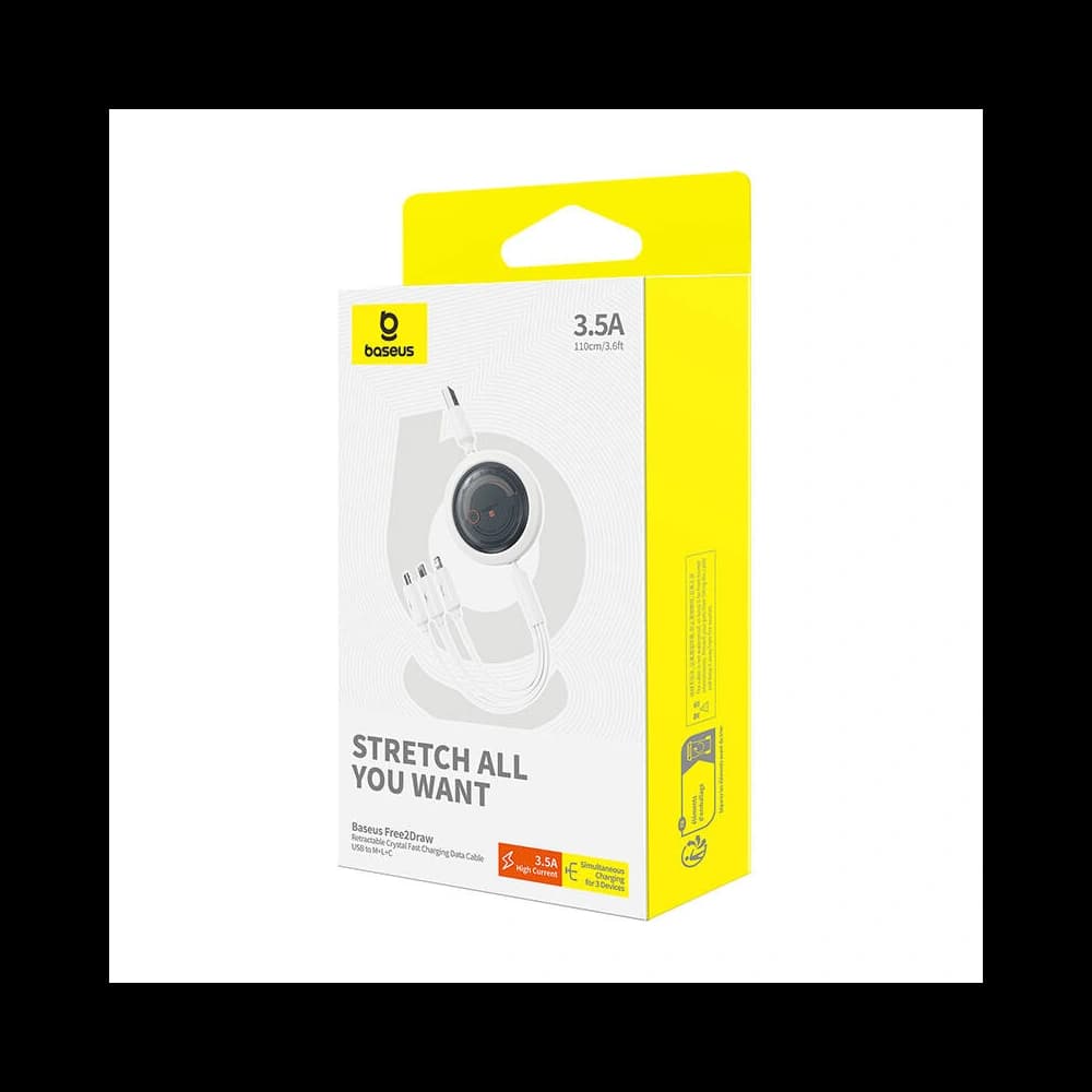 Kabel 3w1 Baseus Free2Draw USB-A / micro USB, Lightning, USB-C 3.5A 1.1m weiß - 7