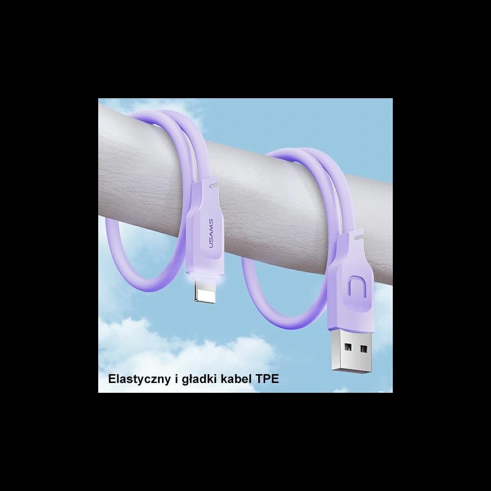 [OUTLET] USAMS Lithe Series Kabel USB/Lightning Schnellladung 2,4A 1,2m lila/purple (US-SJ565) - 3