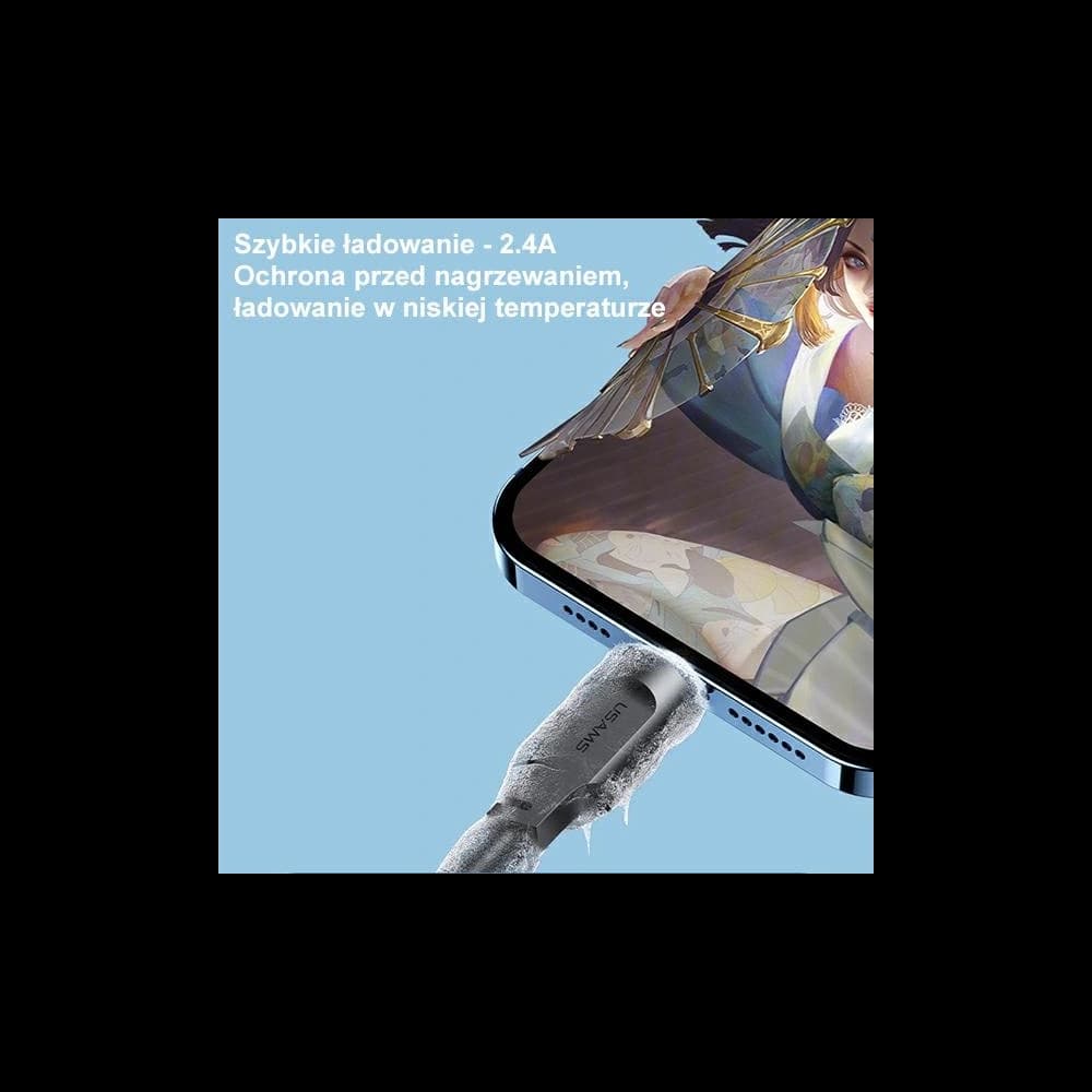 [OUTLET] USAMS Lithe Series Kabel USB/Lightning Schnellladung 2,4A 1,2m lila/purple (US-SJ565) - 5