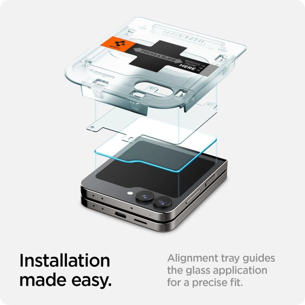 Gehärtetes Glas Spigen GLAS.tR ez Fit Samsung Galaxy Z Flip 6 / 7 FE Clear [2 PACK] - 10
