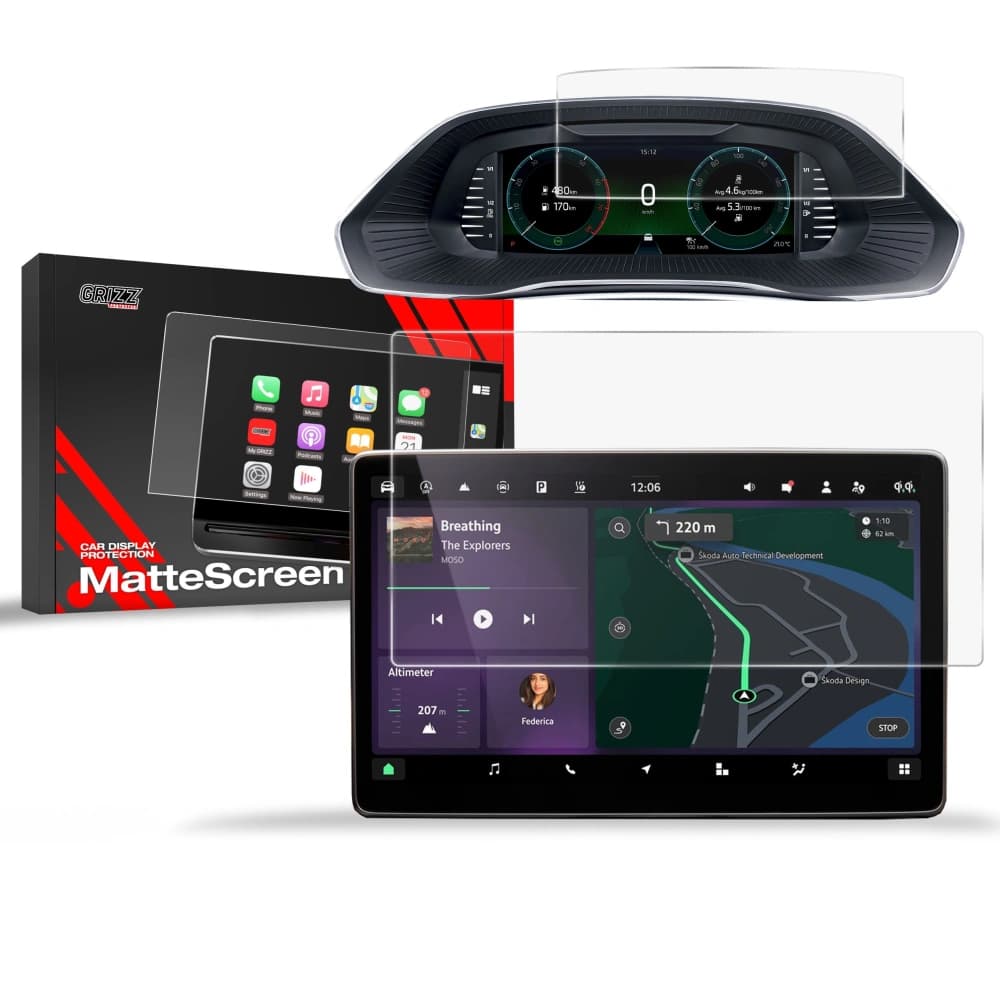 Matte GrizzGlass CarDisplay Protection Skoda Octavia 4 10" Facelift (2024-2025) [2in1] - 1