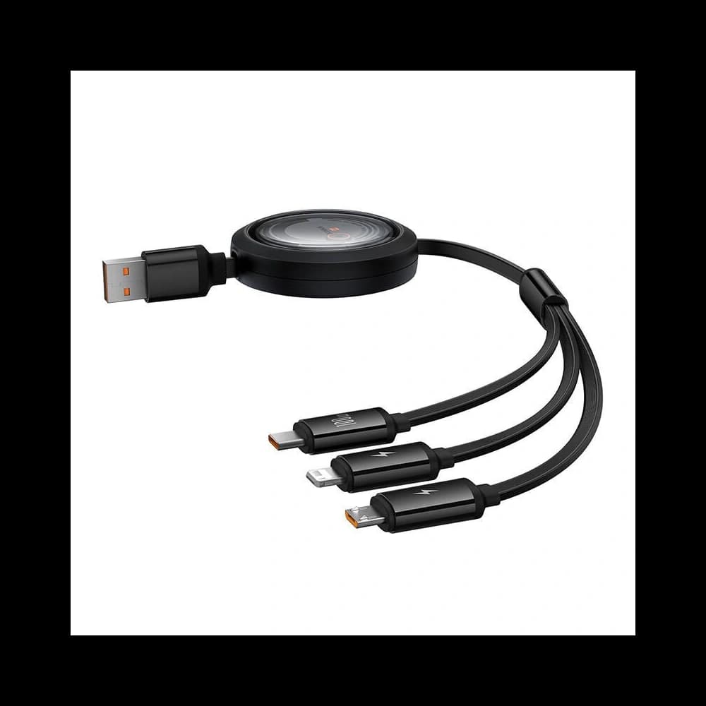 Baseus Free2Draw 3-in-1 cable USB-A / microUSB,Lightning,USB-C, 100W, 1.1 m (black) - 2