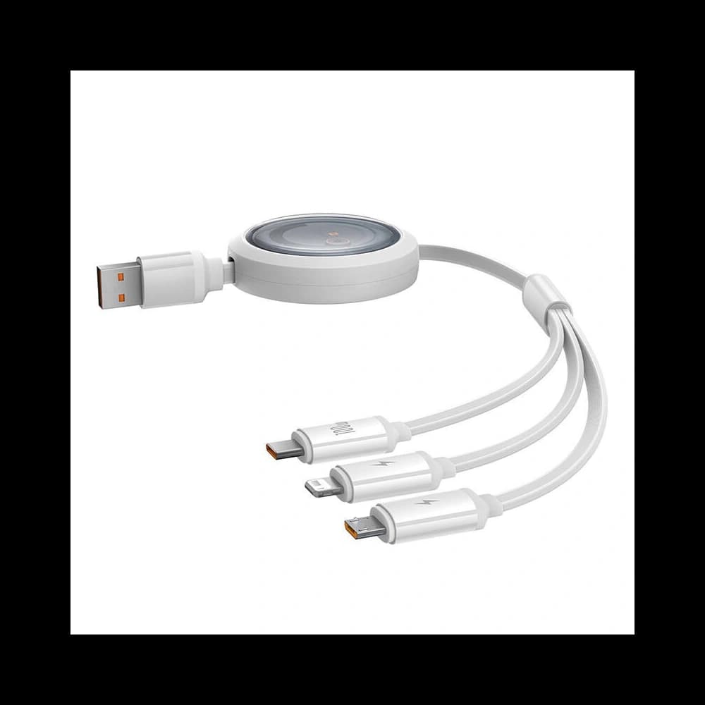 Baseus Free2Draw 3-in-1 cable USB-A / microUSB,Lightning,USB-C, 100W, 1.1 m (white) - 2