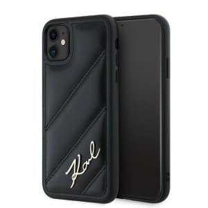 Case Karl Lagerfeld KLHCN61PQDSMGK Apple iPhone 11 / XR Hardcase Diagonal Quilted Script schwarz/black