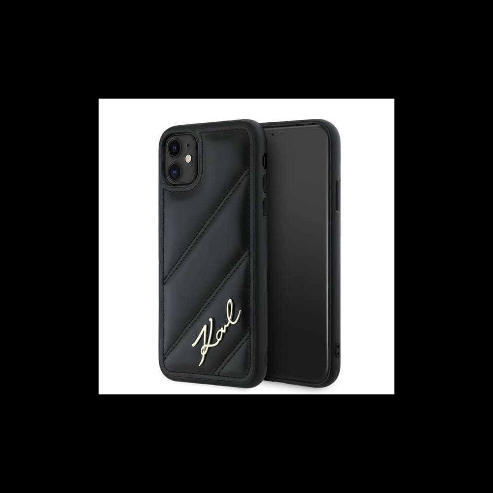 Karl Lagerfeld KLHCN61PQDSMGK Apple iPhone 11 / XR hardcase Diagonal Quilted Script black - 1
