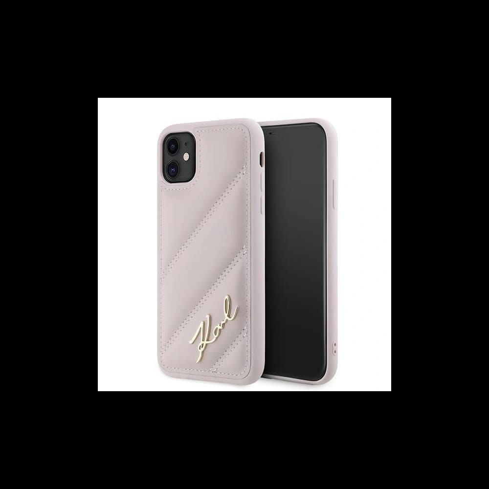 Case Karl Lagerfeld KLHCN61PQDSMGP Apple iPhone 11 / XR Hardcase Diagonal Quilted Script rosa/pink - 1