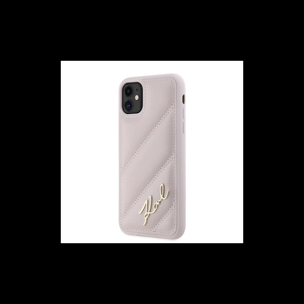 Case Karl Lagerfeld KLHCN61PQDSMGP Apple iPhone 11 / XR Hardcase Diagonal Quilted Script rosa/pink - 2