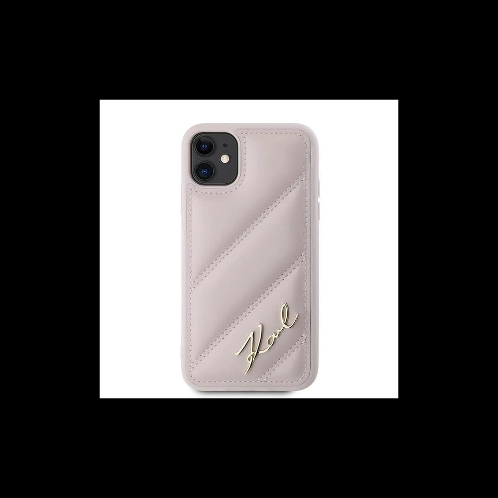 Case Karl Lagerfeld KLHCN61PQDSMGP Apple iPhone 11 / XR Hardcase Diagonal Quilted Script rosa/pink - 3