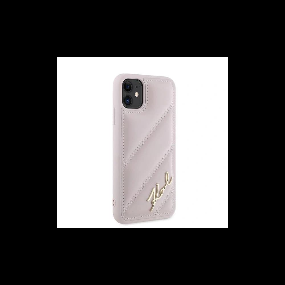 Case Karl Lagerfeld KLHCN61PQDSMGP Apple iPhone 11 / XR Hardcase Diagonal Quilted Script rosa/pink - 4