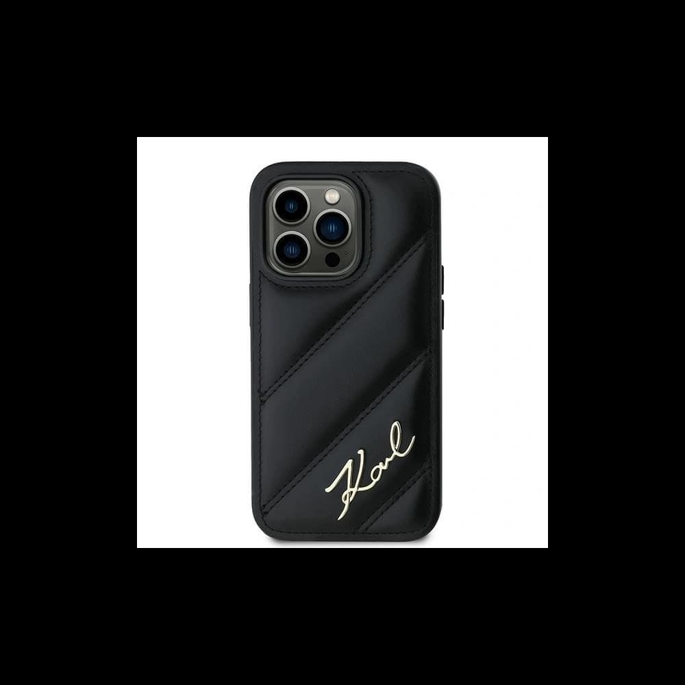 Case Karl Lagerfeld KLHCP13LPQDSMGK Apple iPhone 13 Pro / 13 Hartschale Diagonal Quilted Script schwarz/black - 3