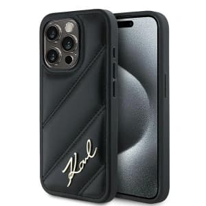 Case Karl Lagerfeld KLHCP13XPQDSMGK Apple iPhone 13 Pro Max Hardcase Diagonal Quilted Script schwarz/black
