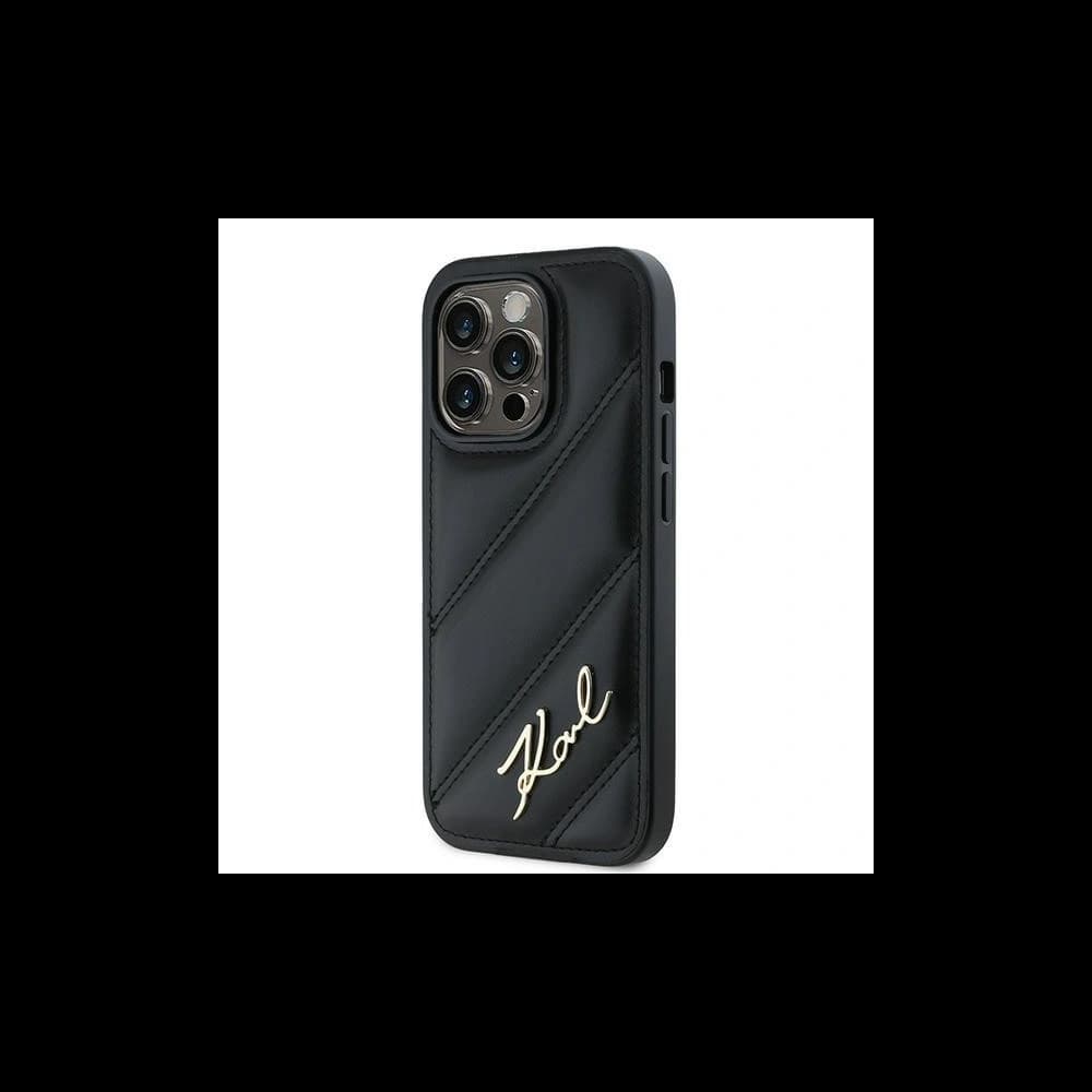 Case Karl Lagerfeld KLHCP13XPQDSMGK Apple iPhone 13 Pro Max Hardcase Diagonal Quilted Script schwarz/black - 2