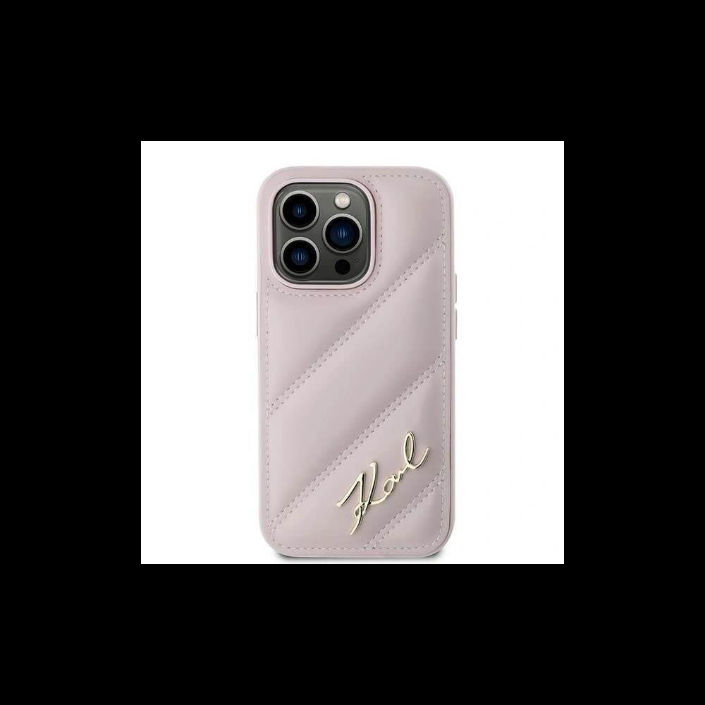 Case Karl Lagerfeld KLHCP14LPQDSMGP Apple iPhone 14 Pro Hardcase Diagonal Quilted Script rosa/pink - 3