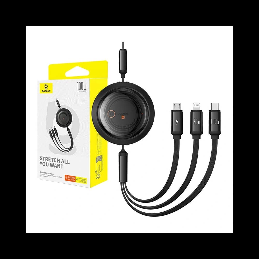 Baseus Free2Draw 3w1 USB-C / USB-C, Lightning, MicroUSB cable 100W 1.1m black - 9