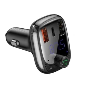FM Transmitter Baseus T type Bluetooth 5.0, 2xUSB, USB-C, PD, QC 3.0, microSD