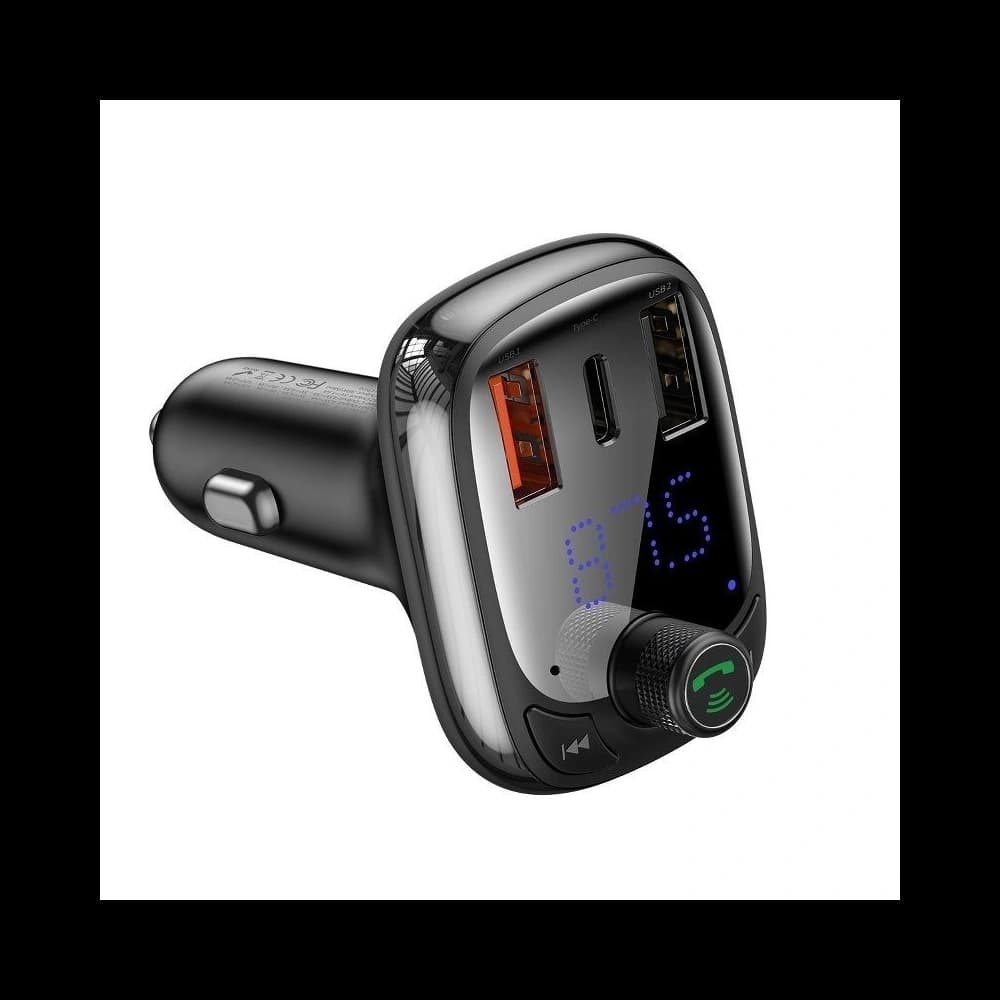 FM Transmitter Baseus T type Bluetooth 5.0, 2xUSB, USB-C, PD, QC 3.0, microSD - 1