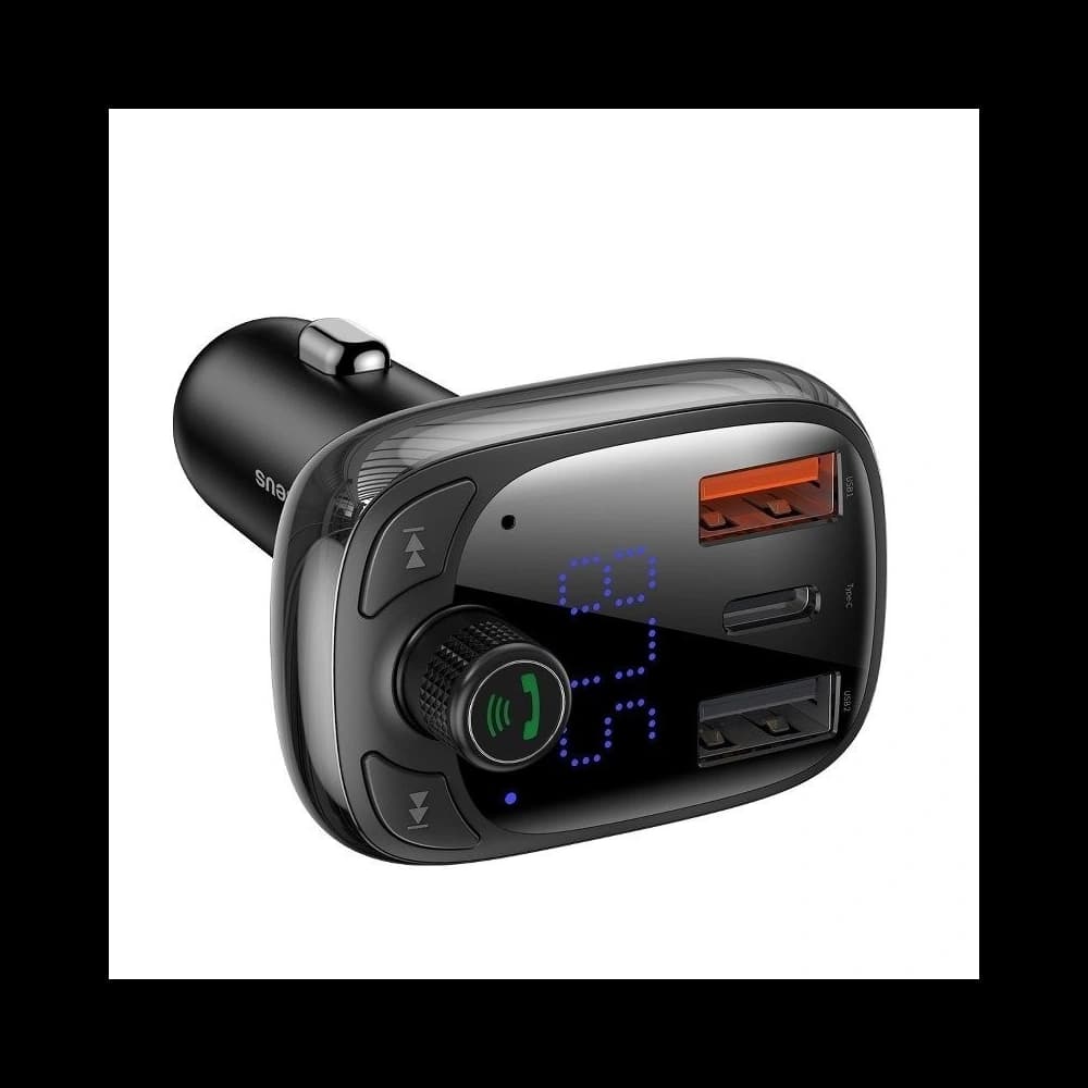 FM Transmitter Baseus T type Bluetooth 5.0, 2xUSB, USB-C, PD, QC 3.0, microSD - 3