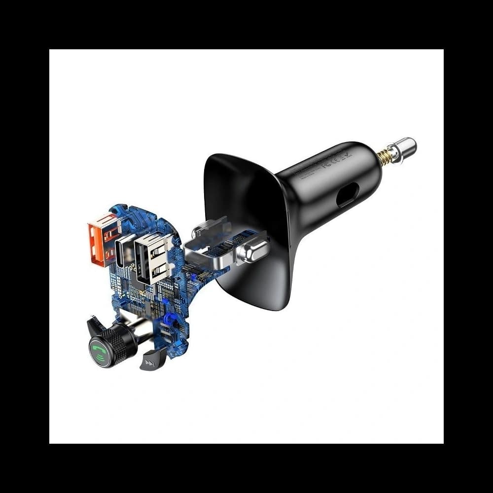 FM Transmitter Baseus T type Bluetooth 5.0, 2xUSB, USB-C, PD, QC 3.0, microSD - 5