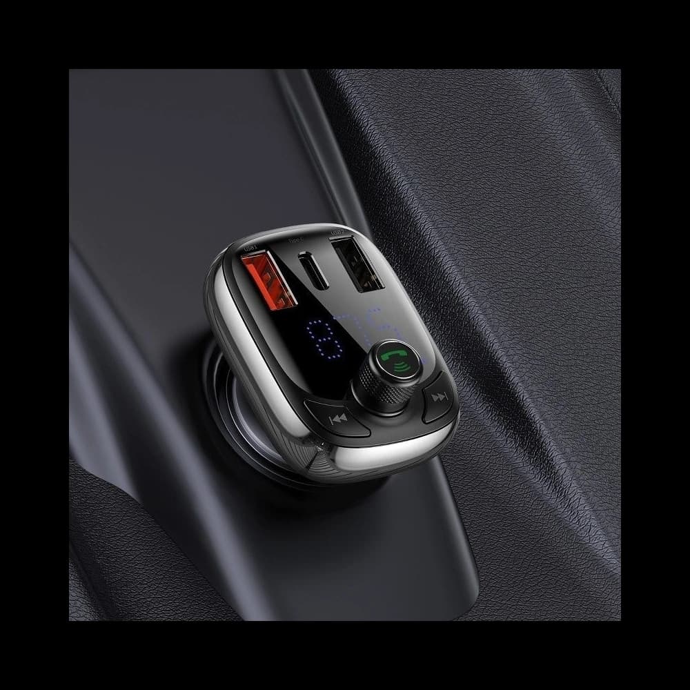 FM Transmitter Baseus T type Bluetooth 5.0, 2xUSB, USB-C, PD, QC 3.0, microSD - 7