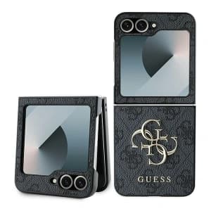 Case Guess GUHCZF64GMGGR Samsung Galaxy Z Flip 6 / 7 FE Leather 4G Metal Logo black/black