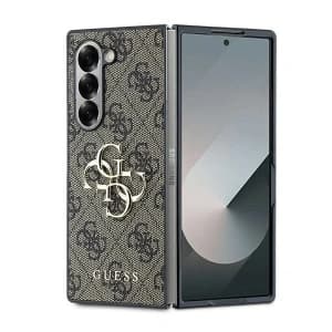 Case Guess GUHCZFD64GMGBR Samsung Galaxy Z Fold6 Leather 4G Metal Logo brown