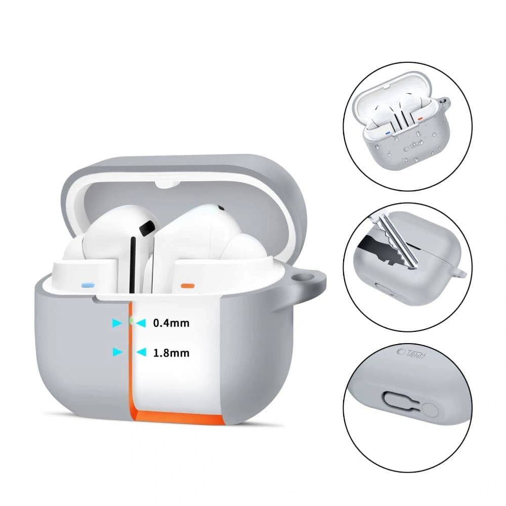 Case Tech-Protect Silicone Hook Samsung Galaxy Buds 3 / 3 Pro Crayon Grey - 2
