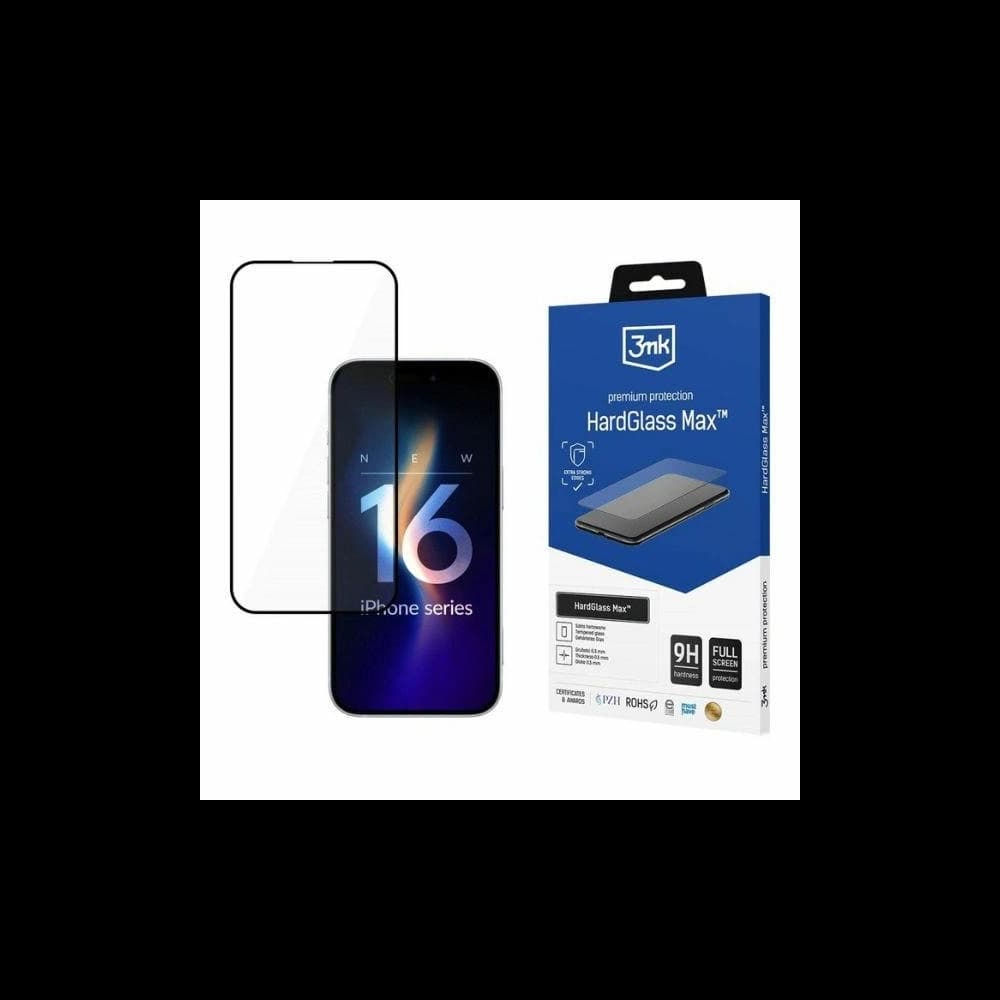 Gehärtetes Glas 3MK HardGlass Max Apple iPhone 16 Plus schwarz - 1