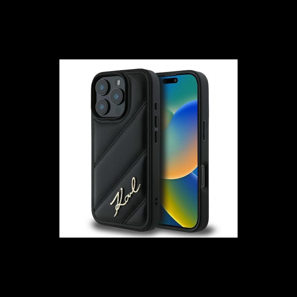 Karl Lagerfeld KLHCP16LPQDSMGK Apple iPhone 16 Pro Hardcase Quilted Signature schwarz - 1