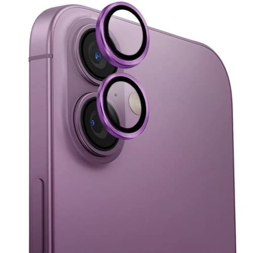 Glass for the camera lens UNIQ Optix Aluminium Camera Lens Protector Apple iPhone 16 / 16 Plus grape pink