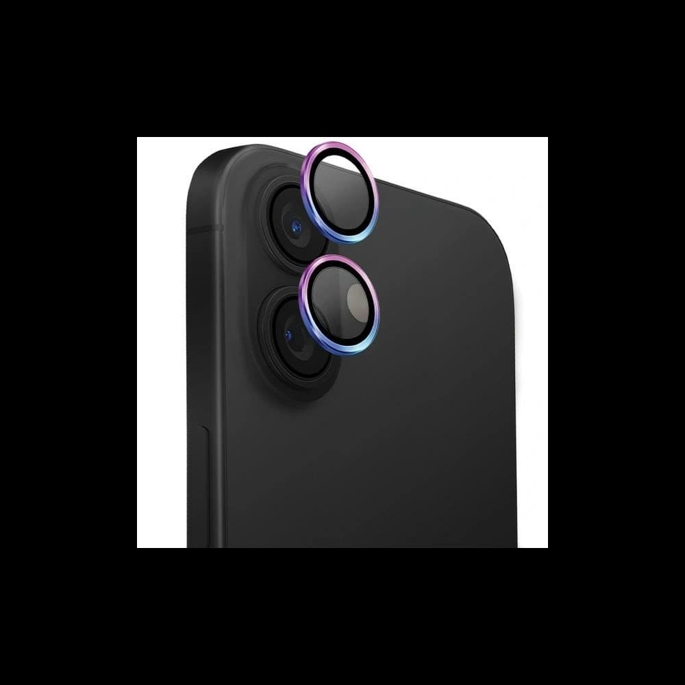 Glass for the camera lens UNIQ Optix Aluminium Camera Lens Protector Apple iPhone 16 / 16 Plus iridescent - 1