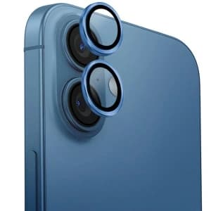 Glass for the camera lens UNIQ Optix Aluminium Camera Lens Protector Apple iPhone 16 / 16 Plus pearl blue