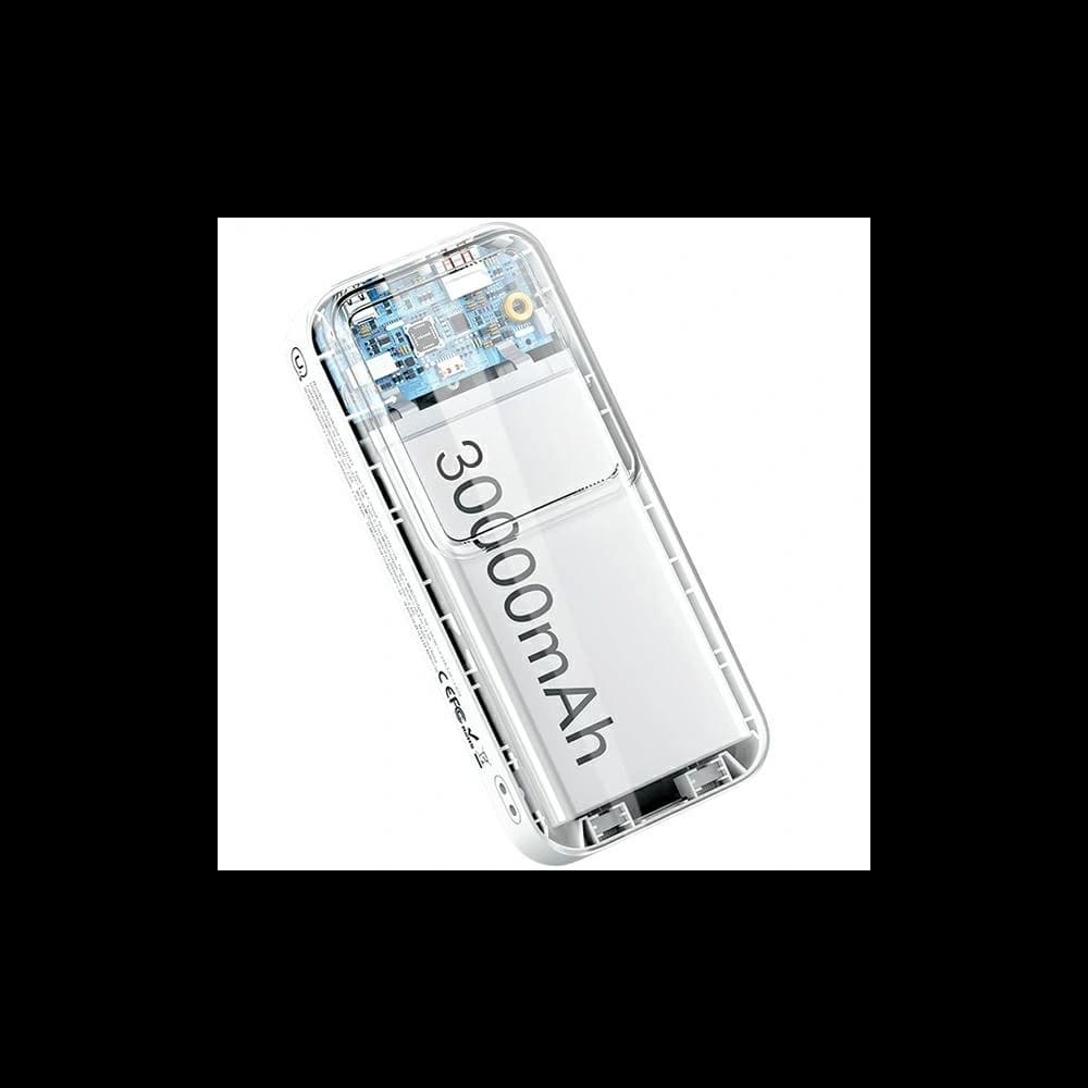 USAMS power bank with built-in USB-C + Lightning cables 30000mAh 20W PD+QC 3.0 Fast Charge X-chel Series white - 5