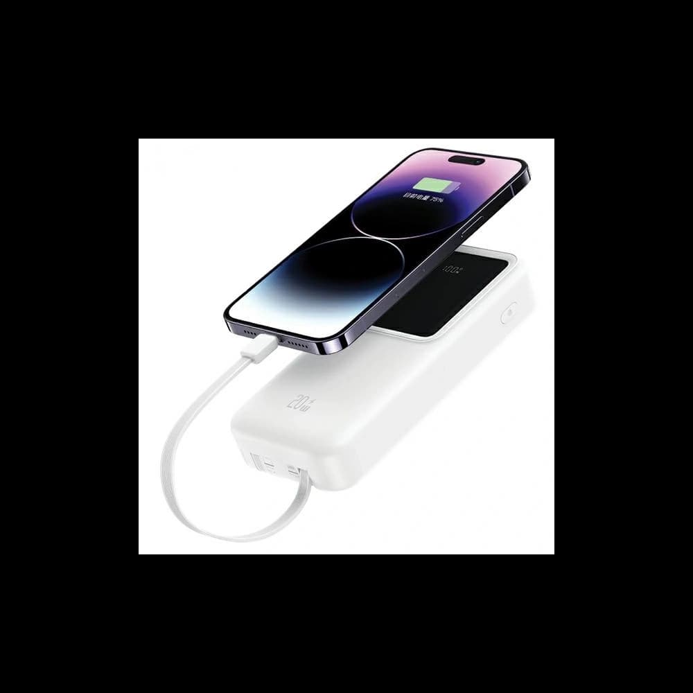 USAMS Powerbank with built-in USB-C + Lightning cables 30000mAh 20W PD+QC 3.0 Fast Charge X-chel Series purple - 4