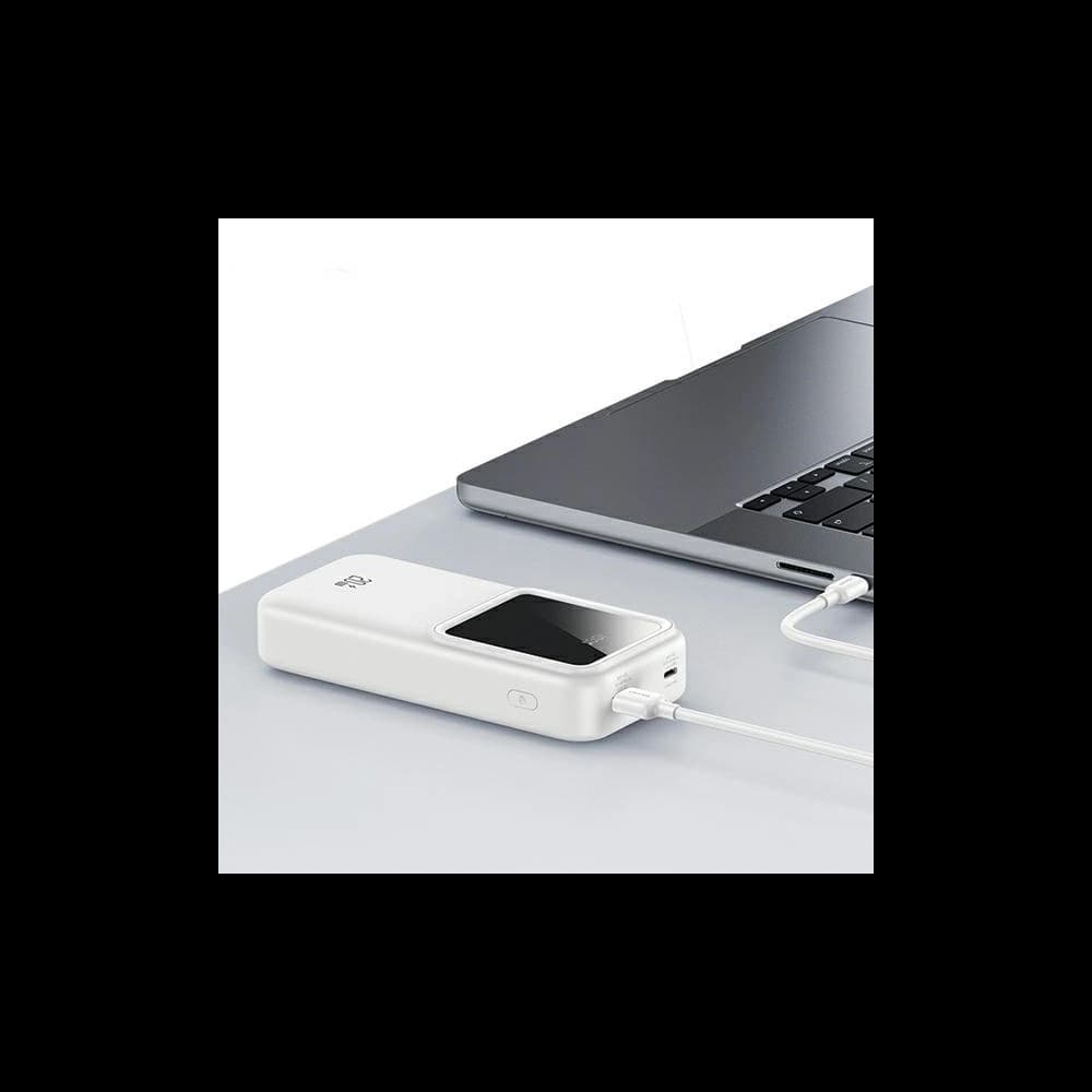 USAMS Powerbank with built-in USB-C + Lightning cables 30000mAh 20W PD+QC 3.0 Fast Charge X-chel Series purple - 7