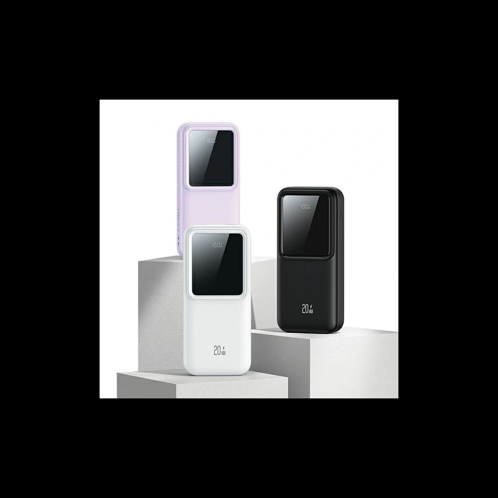 USAMS Powerbank with built-in USB-C + Lightning cables 30000mAh 20W PD+QC 3.0 Fast Charge X-chel Series purple - 8