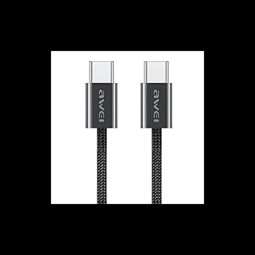 AWEI CL-219T USB-C / USB-C Kabel 60W 1m kompatibel mit iPhone 15 schwarz - 1