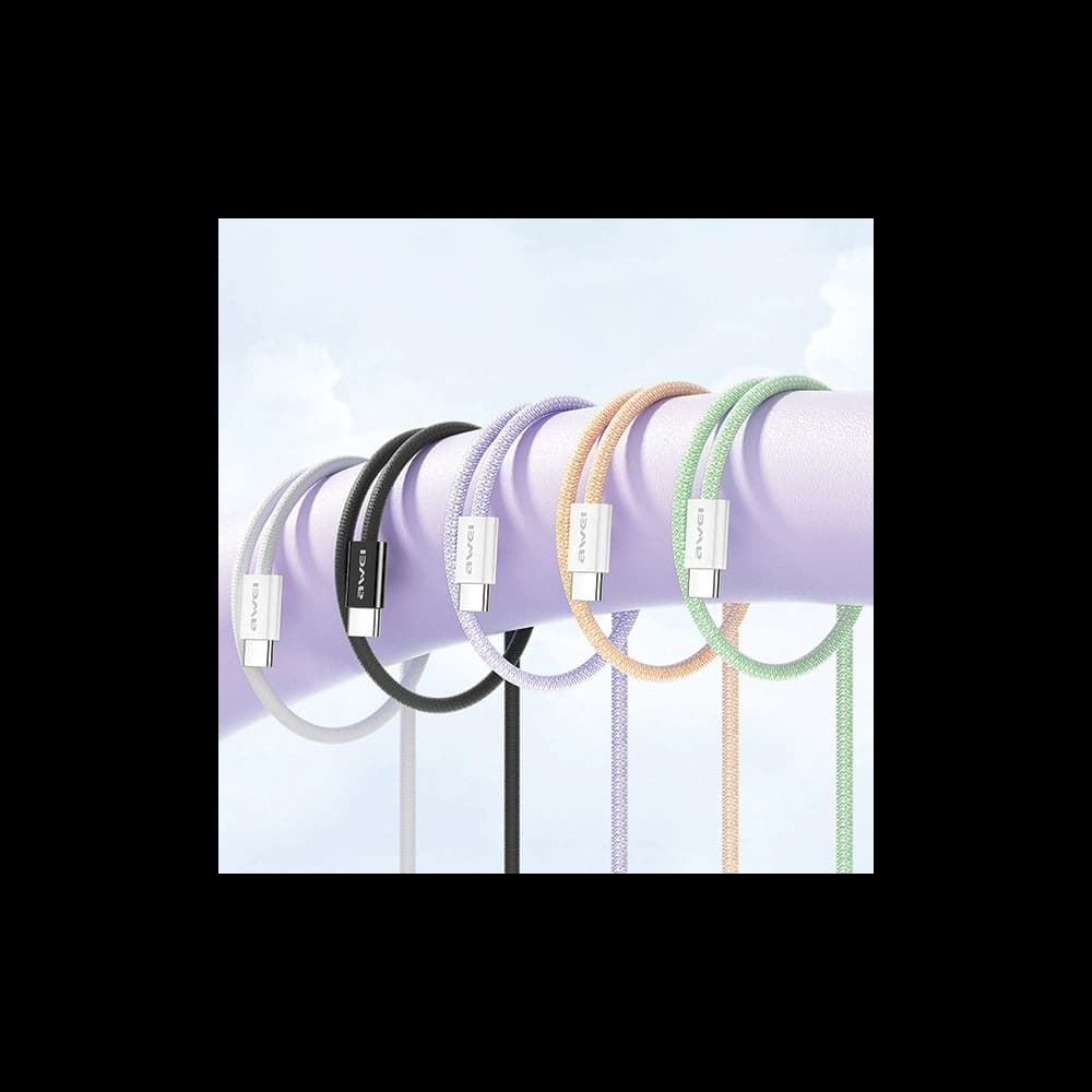 AWEI CL-219T USB-C / USB-C Kabel 60W 1m kompatibel mit iPhone 15 schwarz - 6