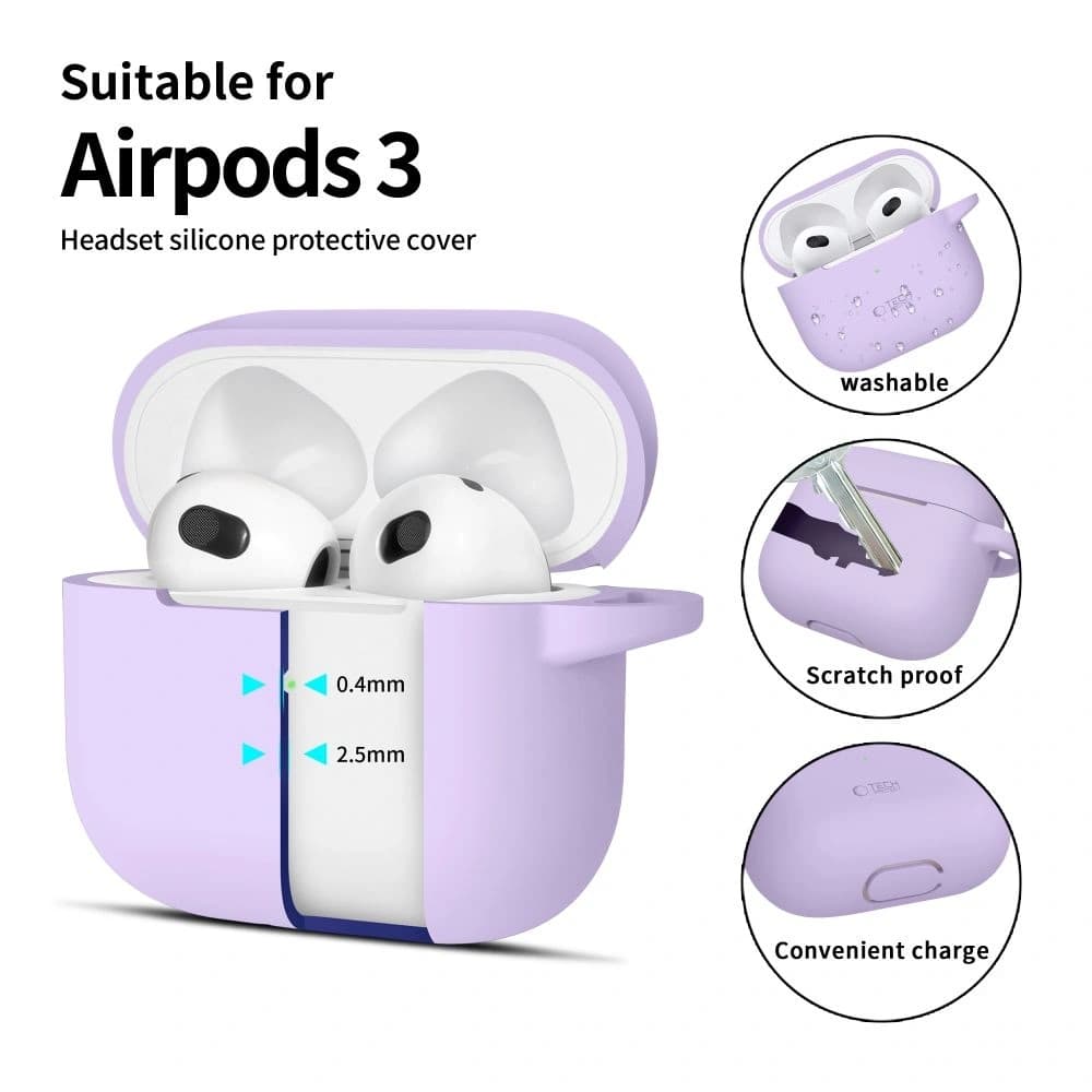 Etui Tech-Protect Silicone Hook Apple Airpods 3 Lavender - 2