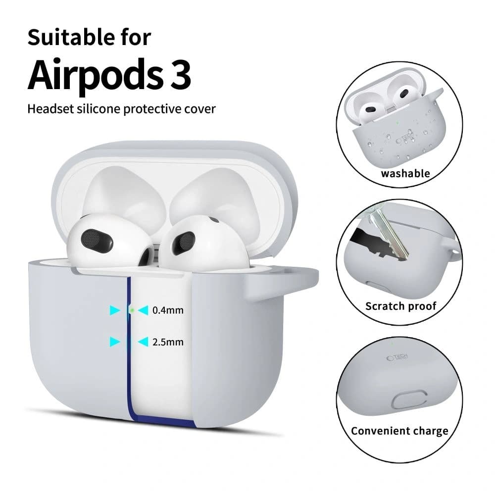 Etui Tech-Protect Silicone Hook Apple Airpods 3 Crayon Grey - 2