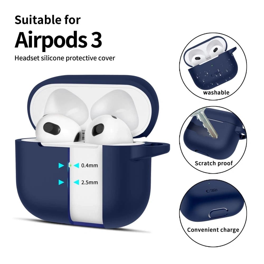 Etui Tech-Protect Silicone Hook Apple Airpods 3 Navy Blue - 2