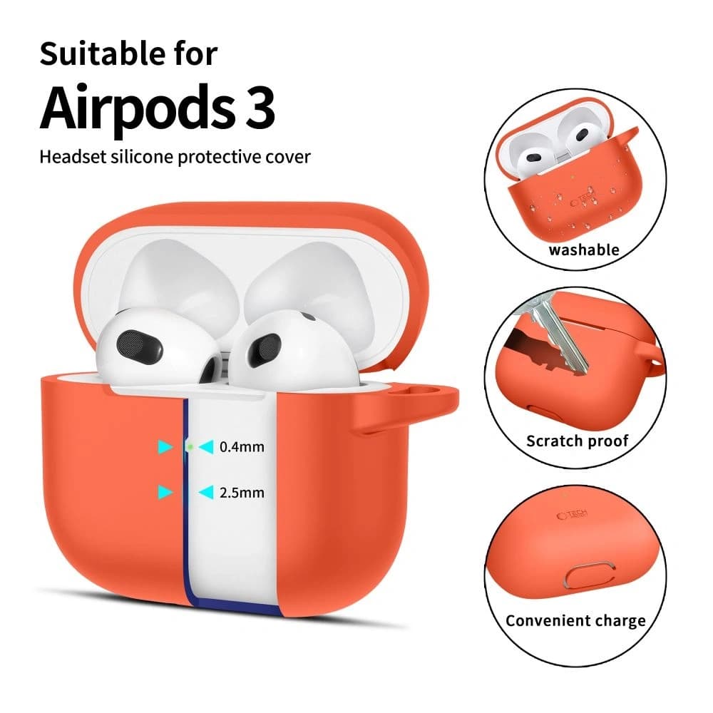 Tech-Protect Silicone Hook Apple Airpods 3 Neon Orange - 2