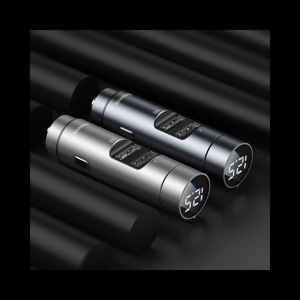 Baseus Energy Column Car Wireless MP3 Charger (Wireless 5.0+5V/3.1A) Silver - 6