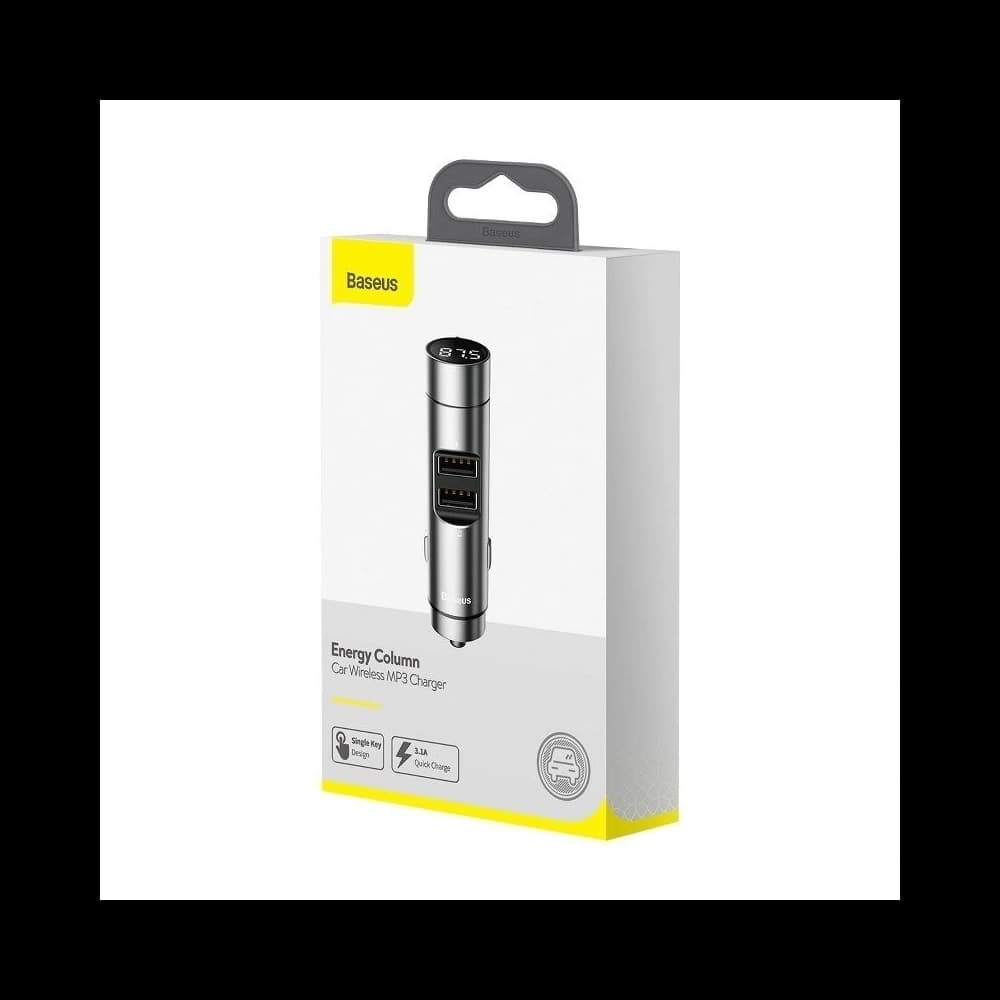 Baseus Energy Column Car Wireless MP3 Charger (Wireless 5.0+5V/3.1A) Silver - 8