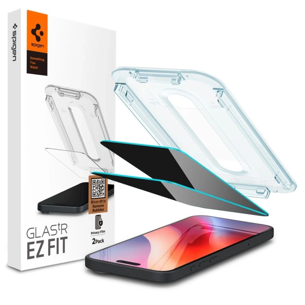 Spigen GLAS.tR ez Fit Apple iPhone 16 Pro / 17 / 17 Pro Privacy [2 PACK] - 1