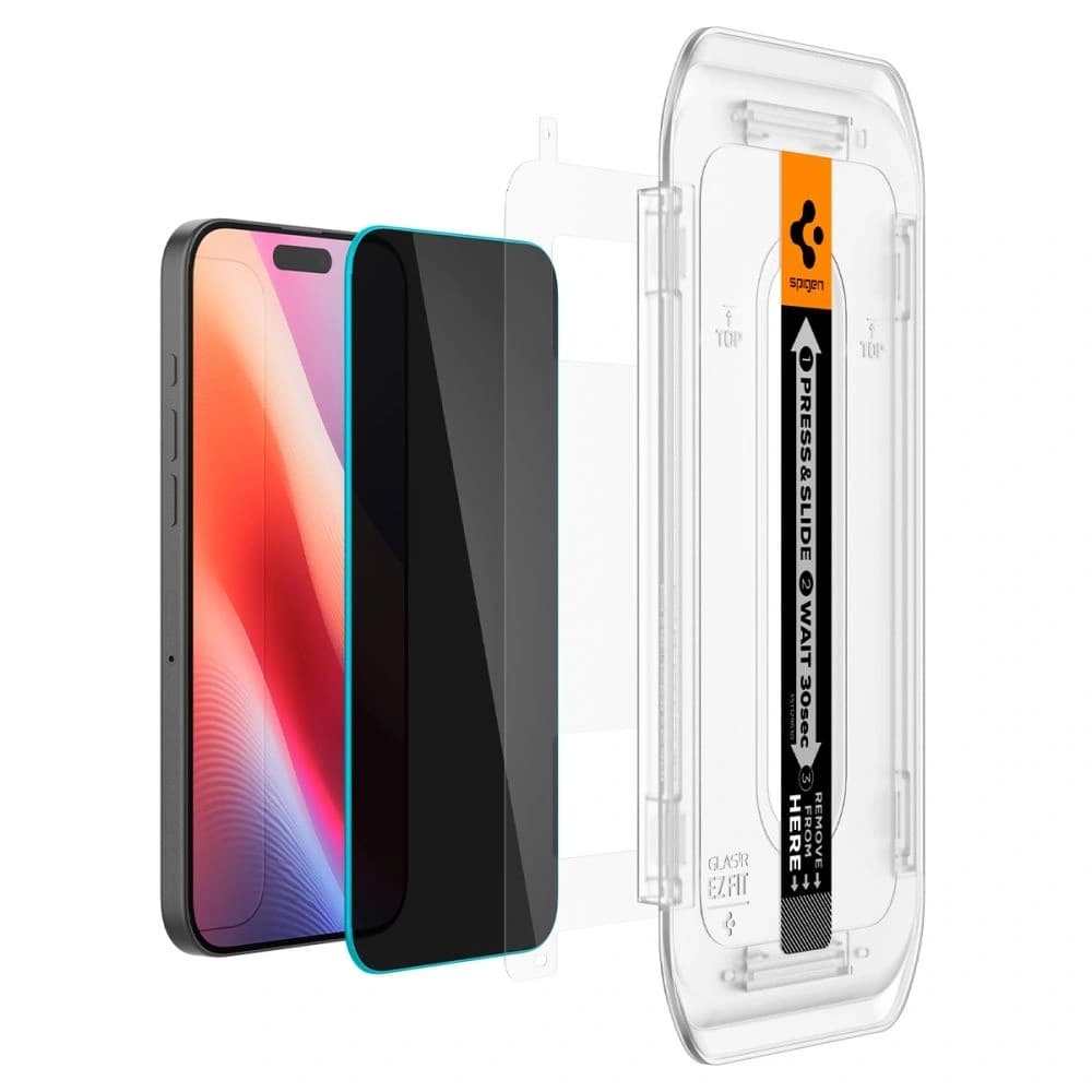 Spigen GLAS.tR ez Fit Apple iPhone 16 Pro / 17 / 17 Pro Privacy [2 PACK] - 9