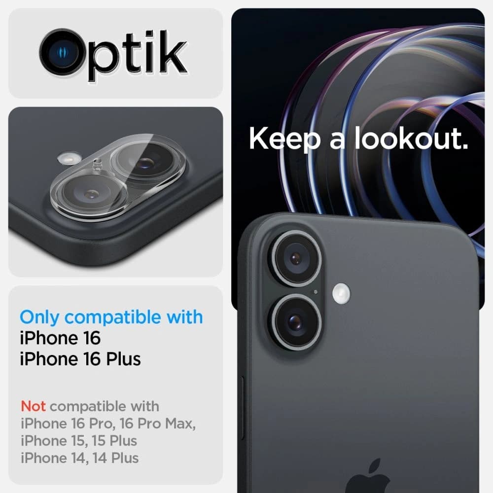 Spigen Optik.tr Ez Fit Kamera Schutz Apple iPhone 16 / 16 Plus Kristallklar [2 PACK] - 9