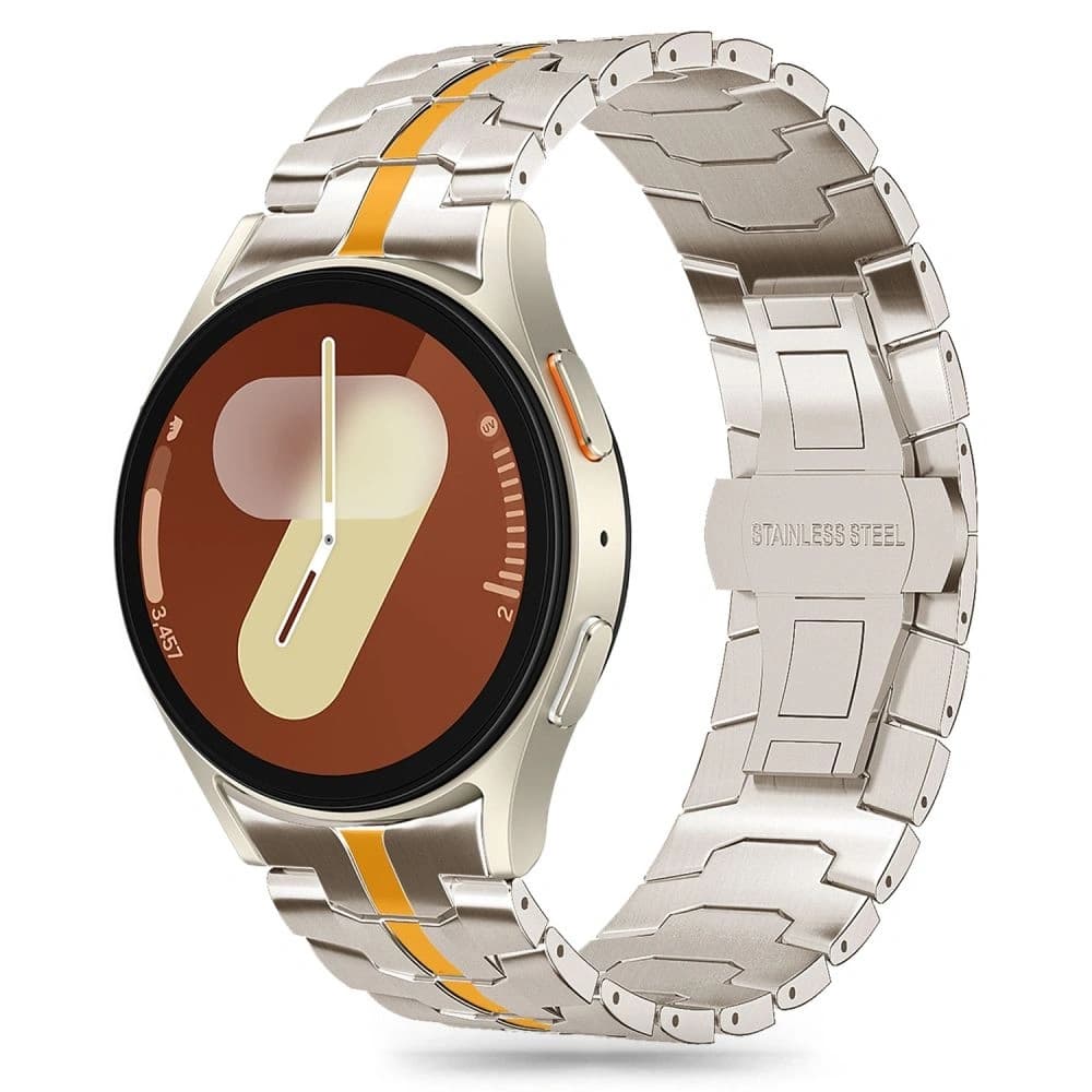 Tech-Protect Stainless Line Samsung Galaxy Watch 4 / 5 / 5 Pro / 6 / 7 / FE Titanium/orange - 1