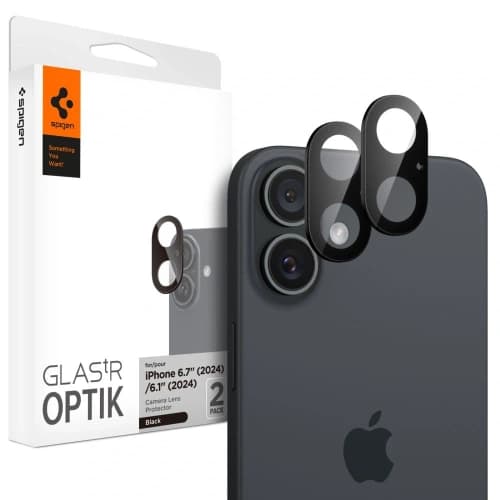 Spigen GLAS.tR Ez Fit Optik Pro Camera Protector Apple iPhone 16 / 16 Plus Black [2 PACK]