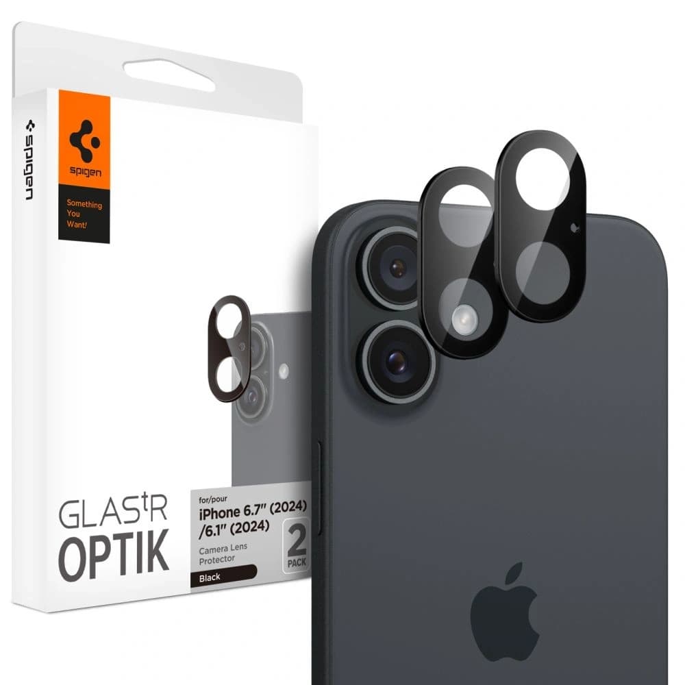 Spigen GLAS.tR Ez Fit Optik Pro Camera Protector Apple iPhone 16 / 16 Plus Black [2 PACK] - 1