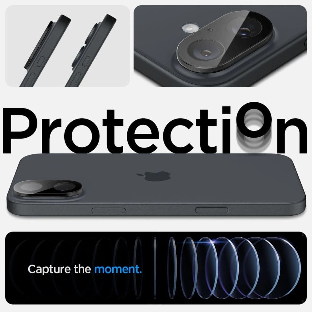 Spigen GLAS.tR Ez Fit Optik Pro Camera Protector Apple iPhone 16 / 16 Plus Black [2 PACK] - 10